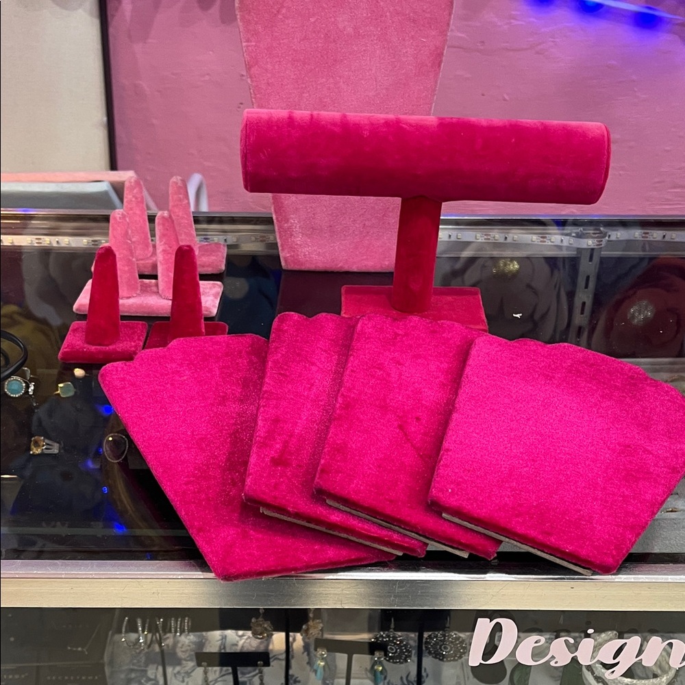 Pink Velvet Jewelry Organizer Set